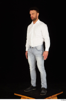  Larry Steel black shoes business dressed jeans standing white shirt whole body 0002.jpg